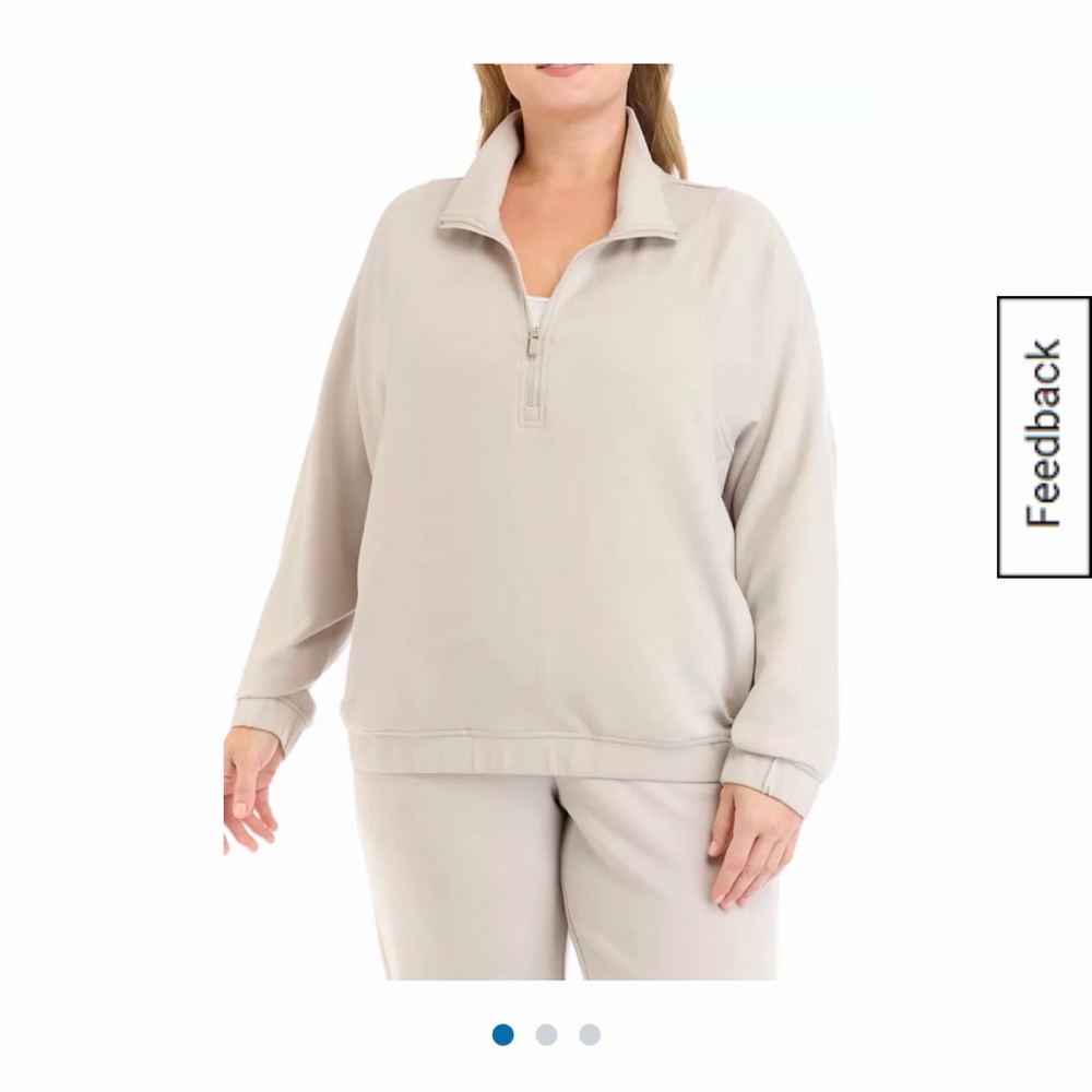 Yogalicious Women's Cream Quarter-Zip Sweatshirt - 3X